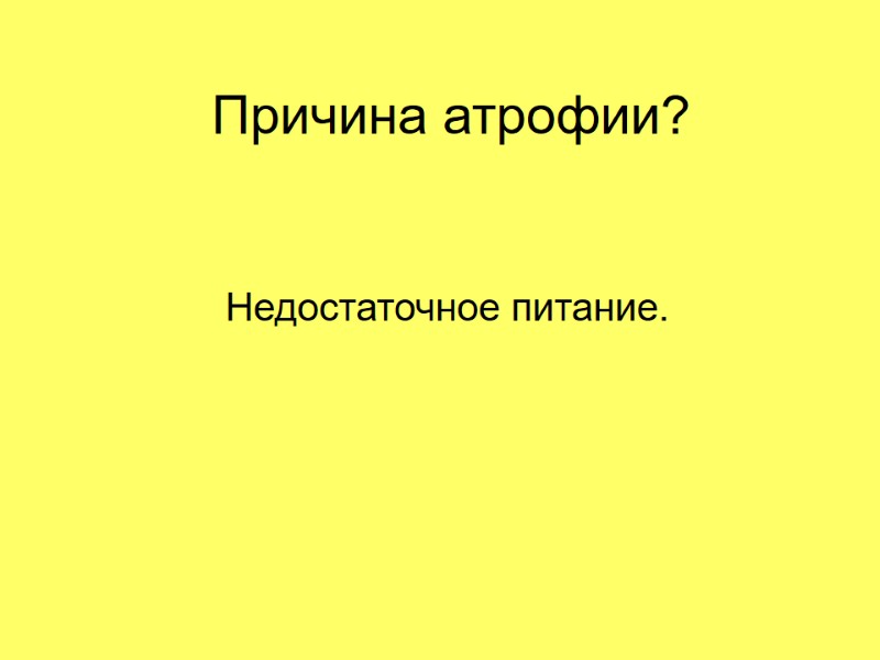 Причина атрофии? Недостаточное питание.